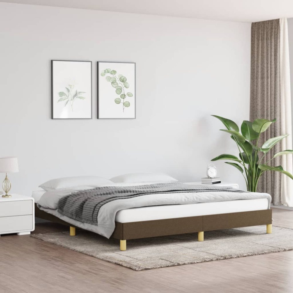 vidaXL Sängram utan madrass mörkbrun 180x200 cm tyg