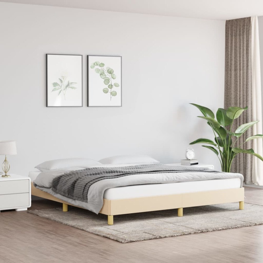 vidaXL Sängram utan madrass gräddvit 180x200 cm tyg