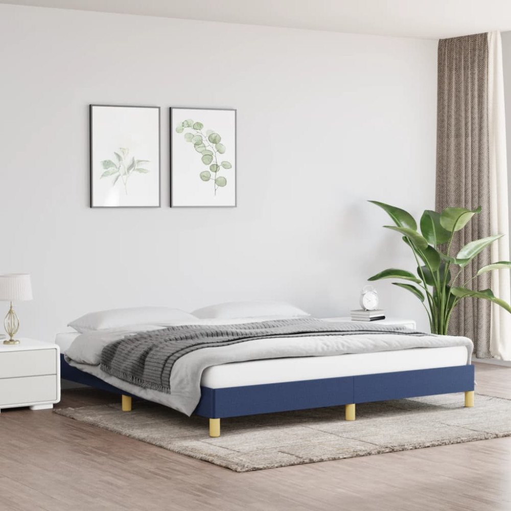 vidaXL Sängram utan madrass blå 180x200 cm tyg