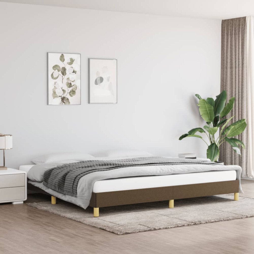 vidaXL Sängram utan madrass mörkbrun 200x200 cm tyg