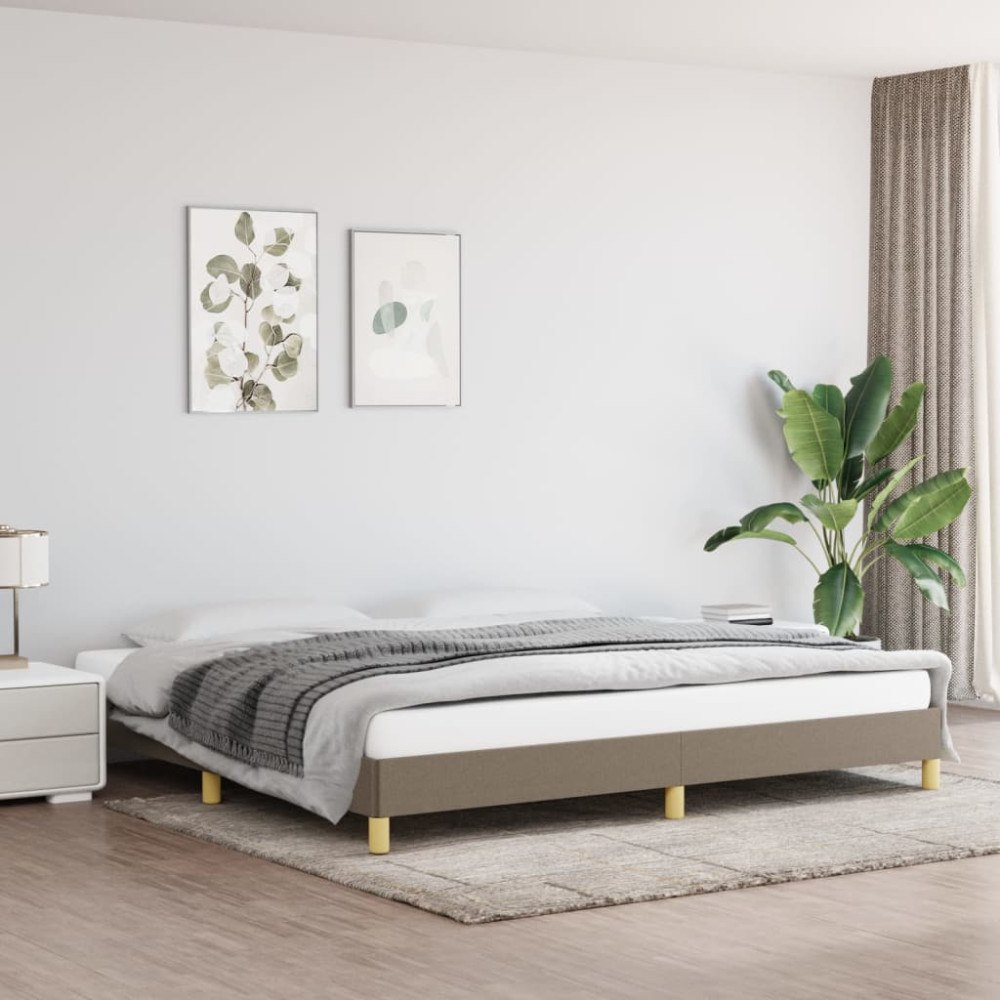 vidaXL Sängram utan madrass taupe 200x200 cm tyg