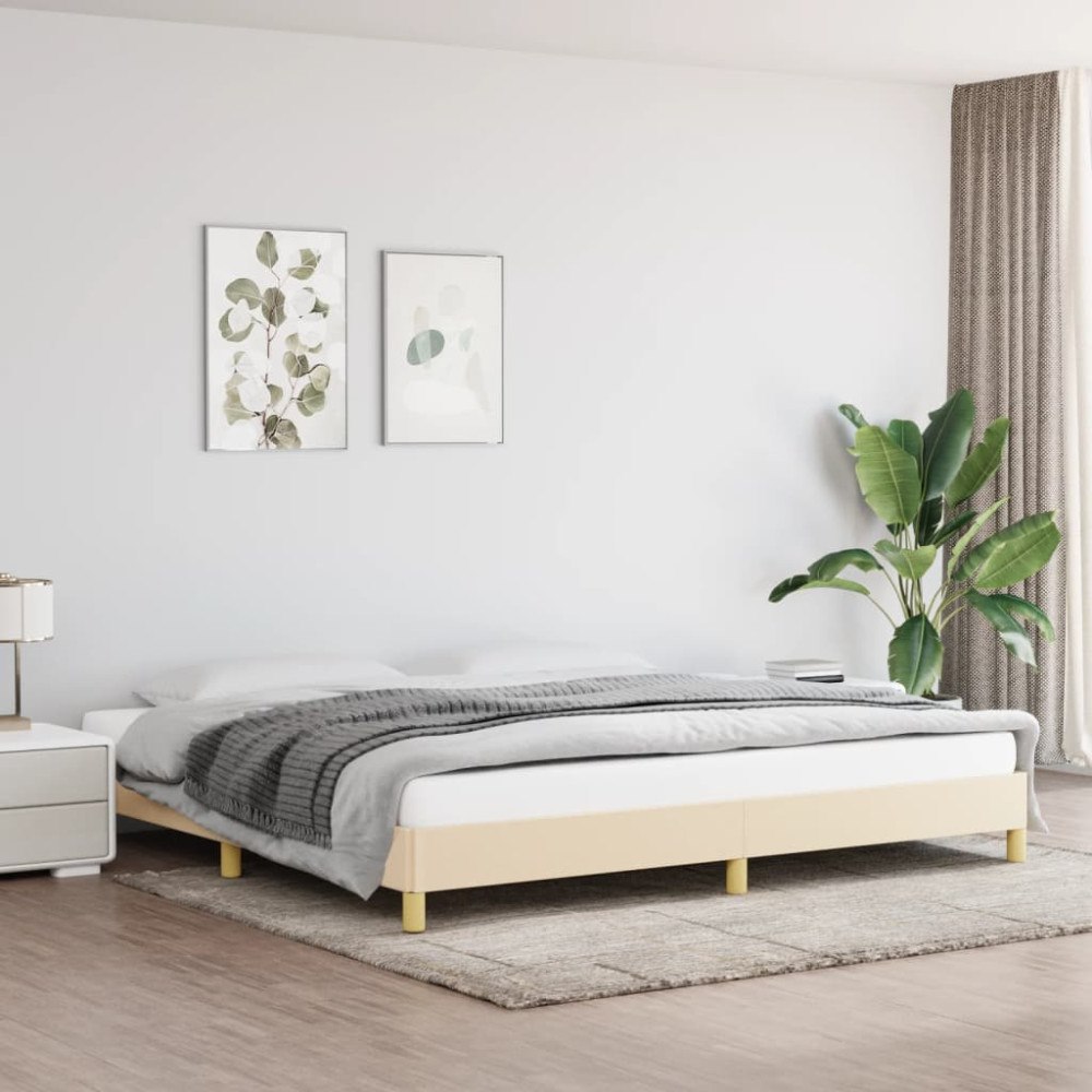 vidaXL Sängram utan madrass gräddvit 200x200 cm tyg