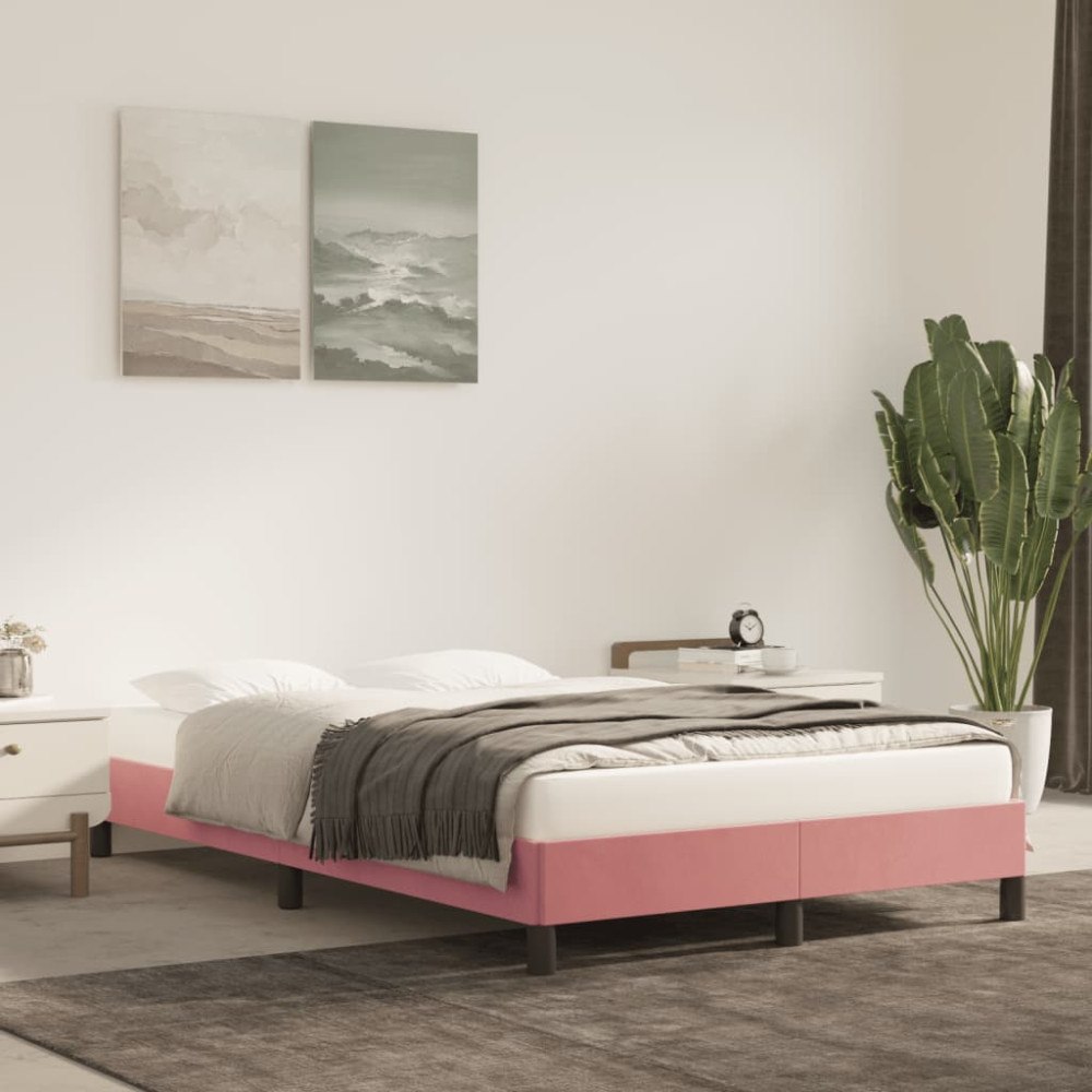 vidaXL Sängram rosa 120x200 cm sammet