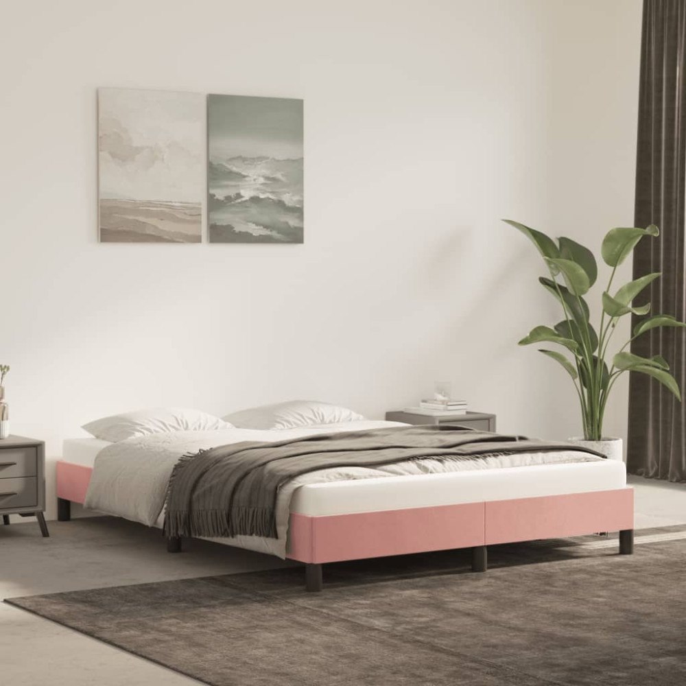 vidaXL Sängram rosa 140x190 cm sammet