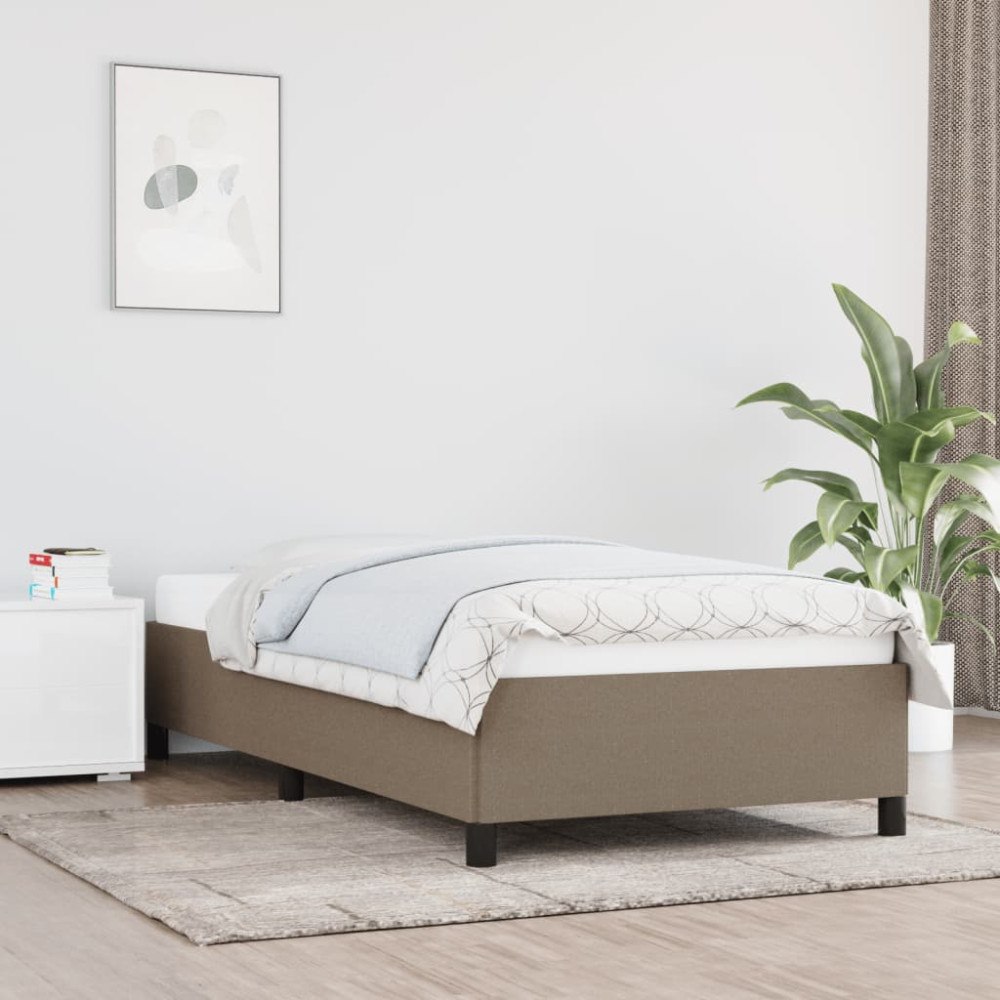 vidaXL Sängram utan madrass Taupe 90x200 cm tyg