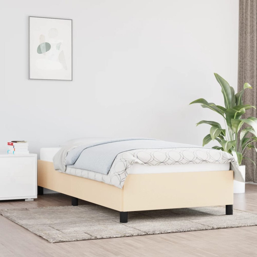 vidaXL Sängram utan madrass cremefärgad 90x200 cm tyg
