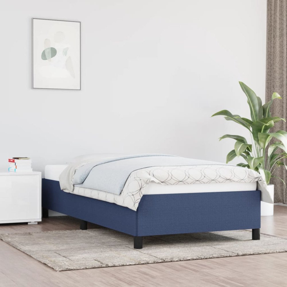 vidaXL Sängram utan madrass blå 90x200cm tyg