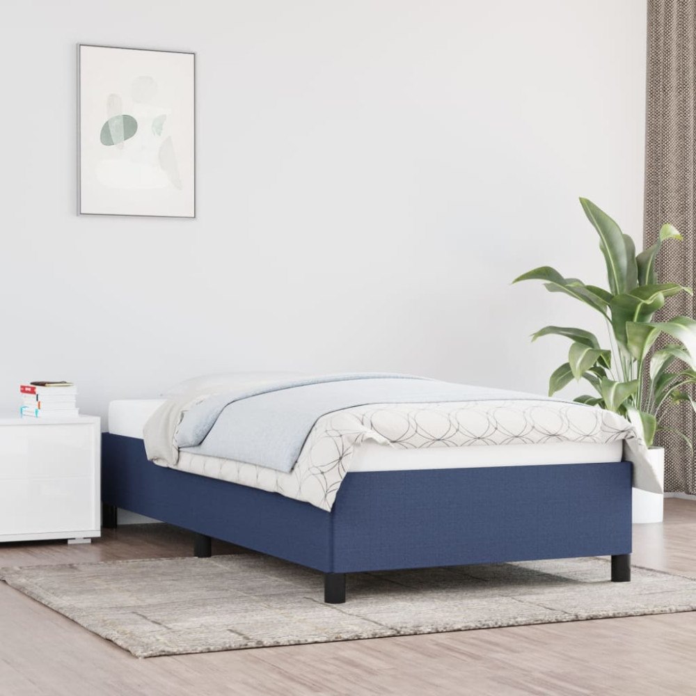 vidaXL Sängram utan madrass blå 100x200 cm tyg