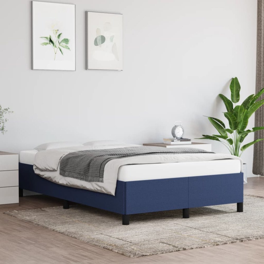 vidaXL Sängram utan madrass blå 120x200cm tyg