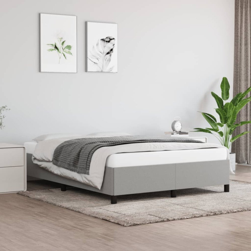 vidaXL Sängram utan madrass ljusgrå 140x190 cm tyg