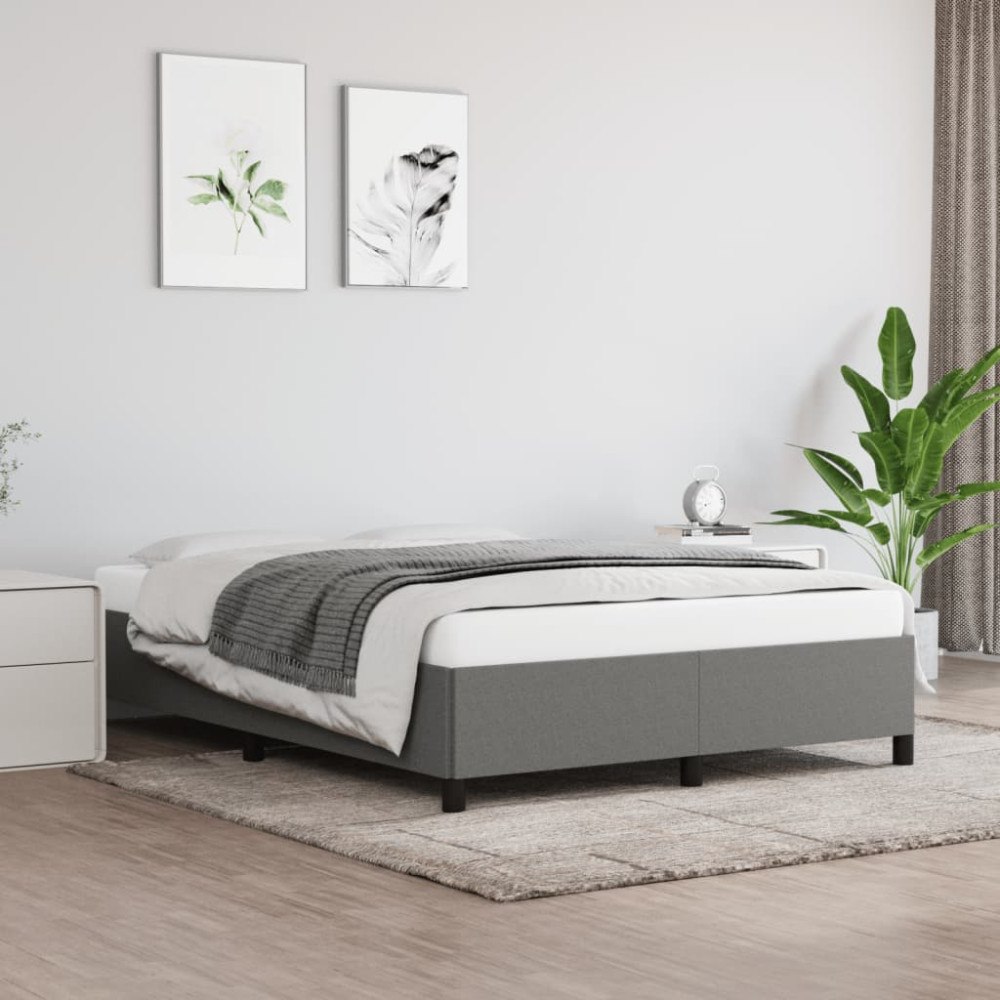 vidaXL Sängram utan madrass mörkgrå 140x190 cm tyg