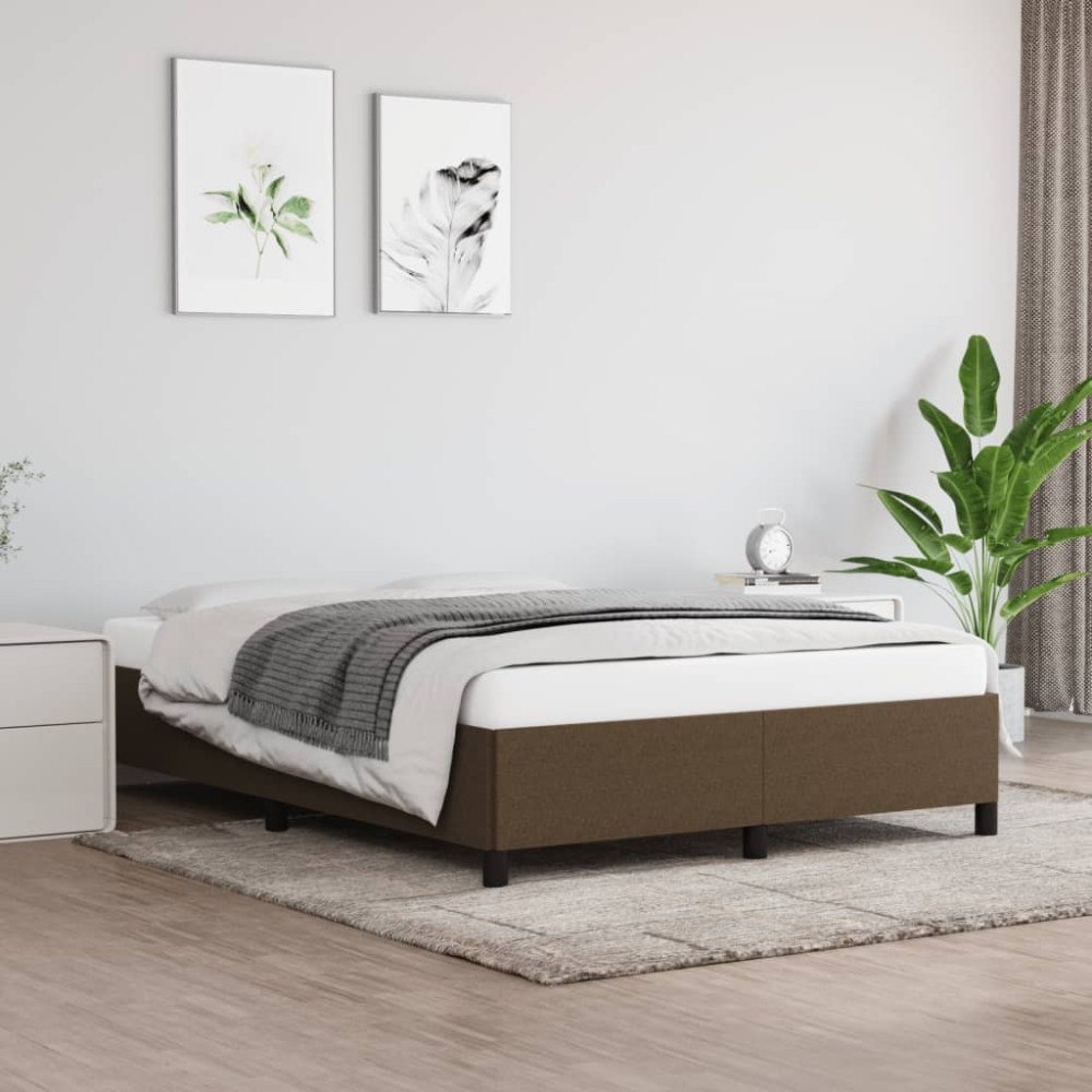 vidaXL Sängram utan madrass mörkbrun 140x190 cm tyg