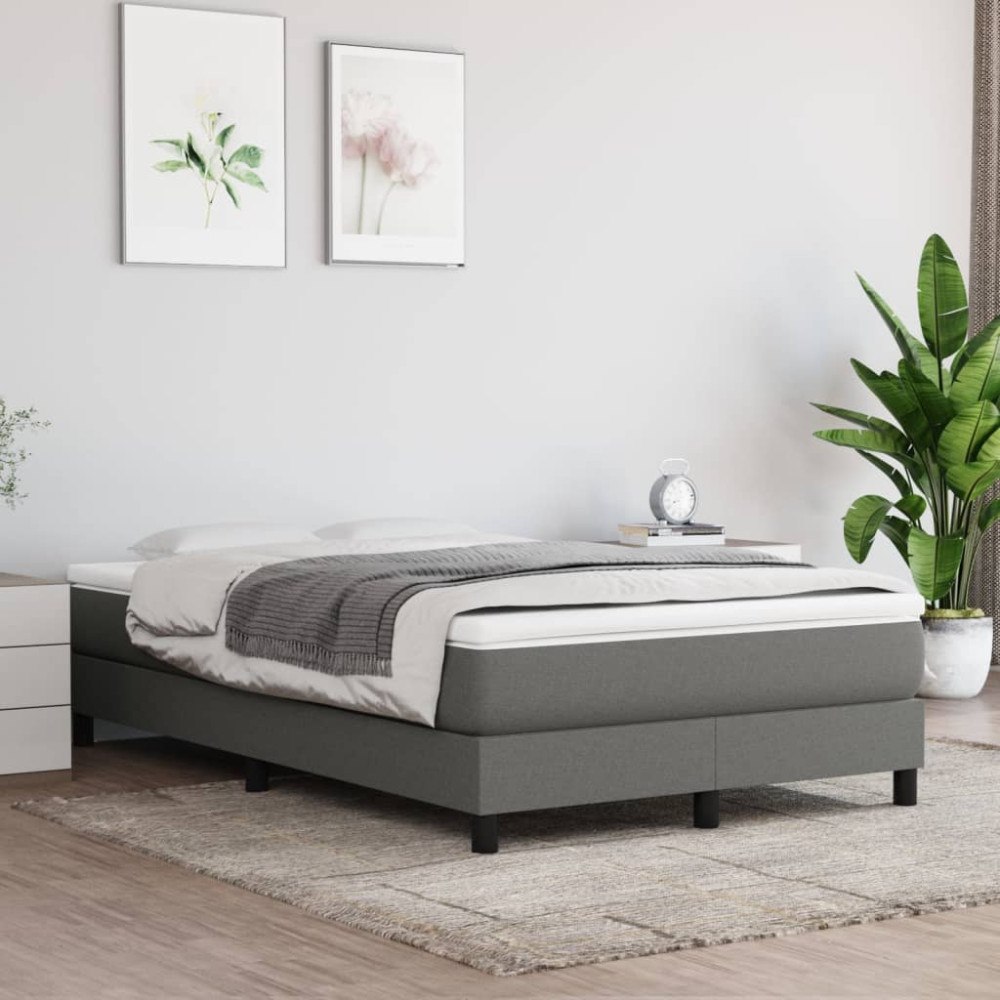 vidaXL Boxspring-sängram mörkgrå 120x200 cm tyg