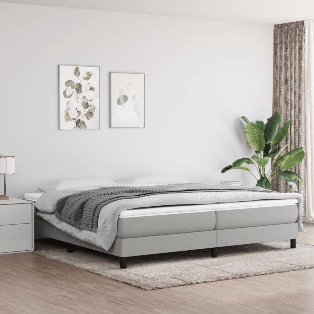vidaXL Boxspring-sängram ljusgrå 200x200 cm tyg