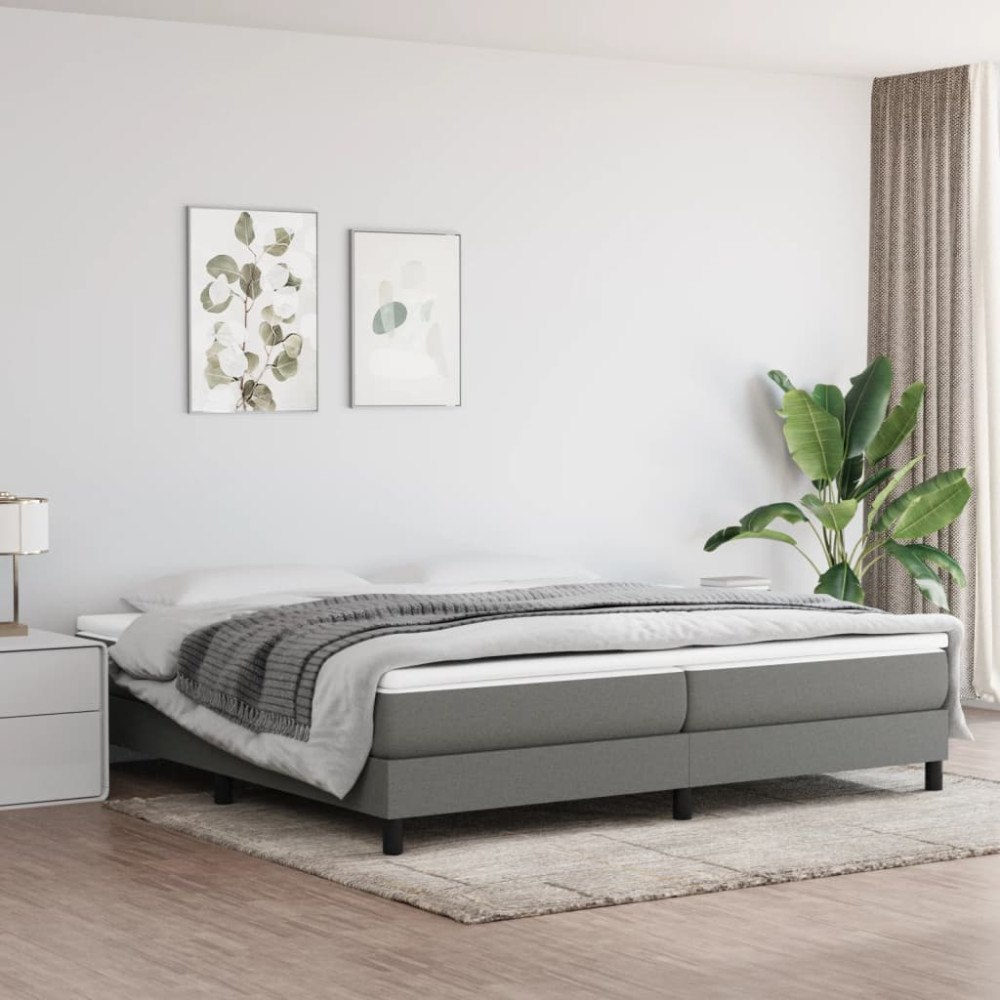 vidaXL Boxspring-sängram mörkgrå 200x200 cm tyg