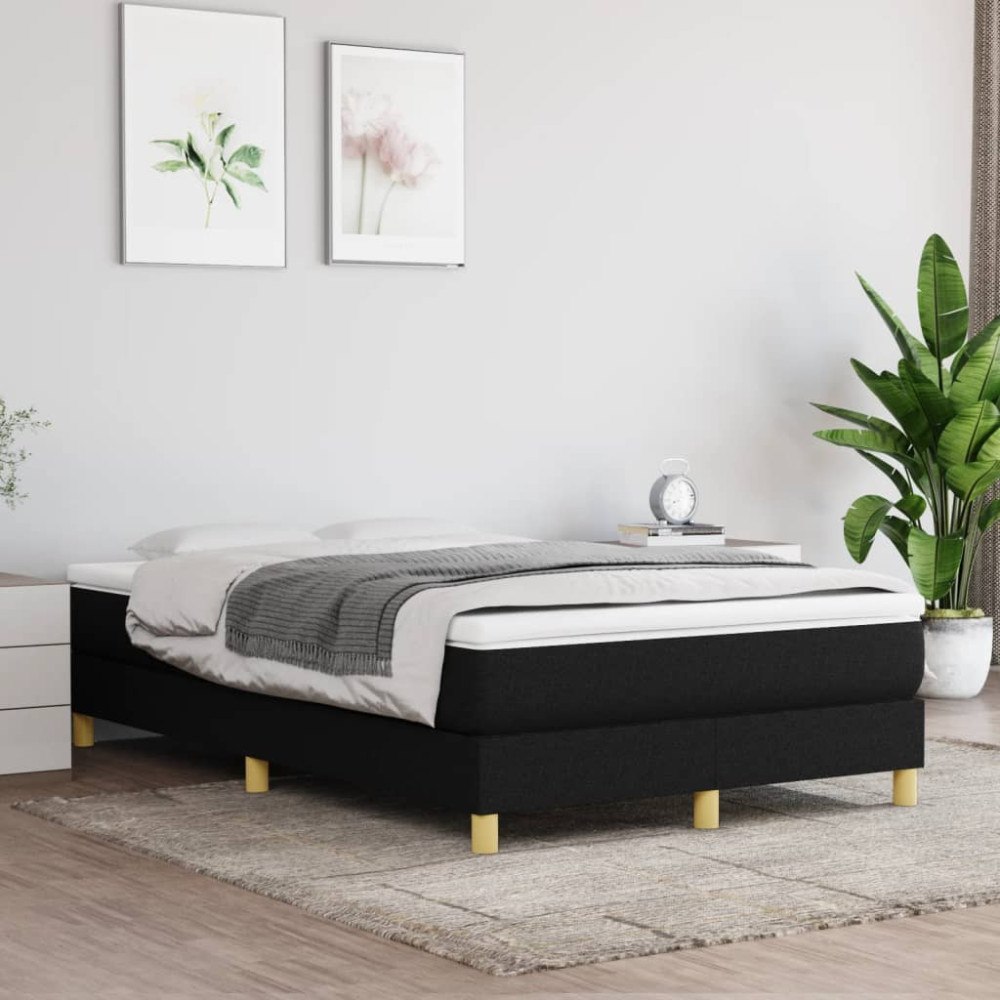 vidaXL Boxspring-sängram svart 120x200 cm tyg