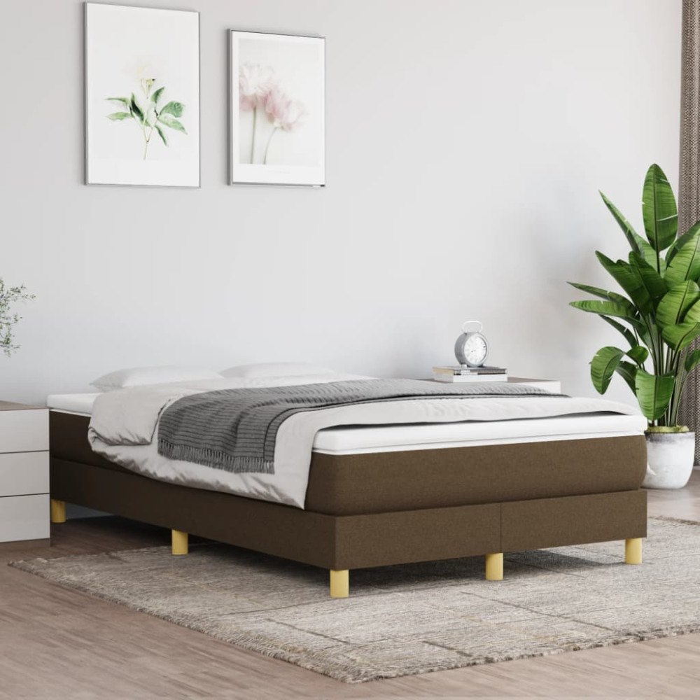 vidaXL Boxspring-sängram mörkbrun 120x200 cm tyg