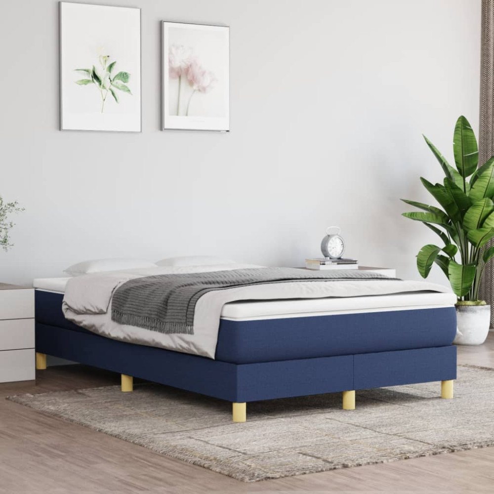 vidaXL Boxspring-sängram blå 120x200cm tyg