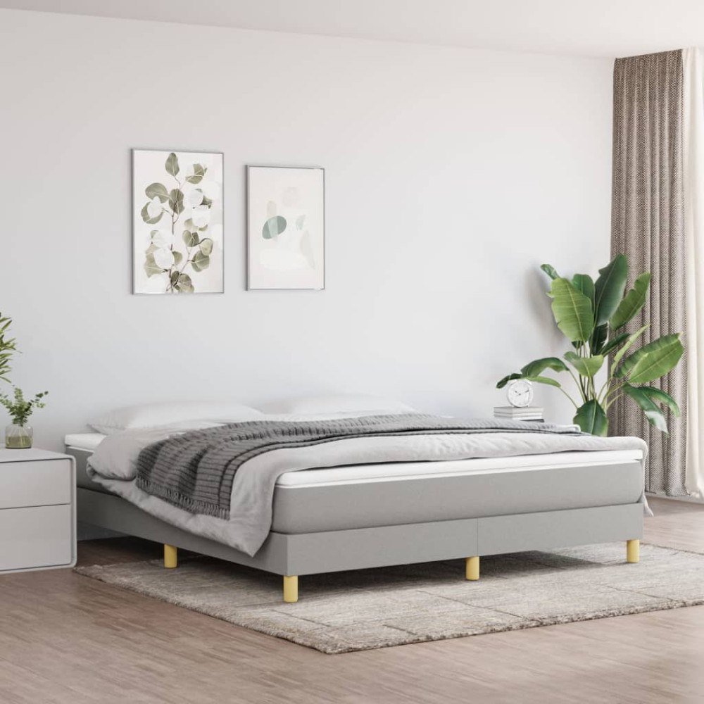 vidaXL Boxspring-sängram ljusgrå 160x200 cm tyg
