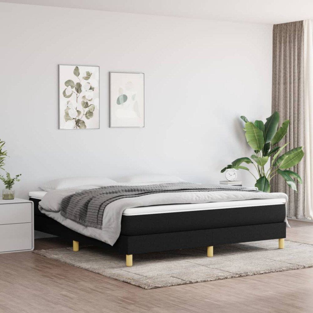 vidaXL Säng utan resårmadrass svart 160x200 cm tyg