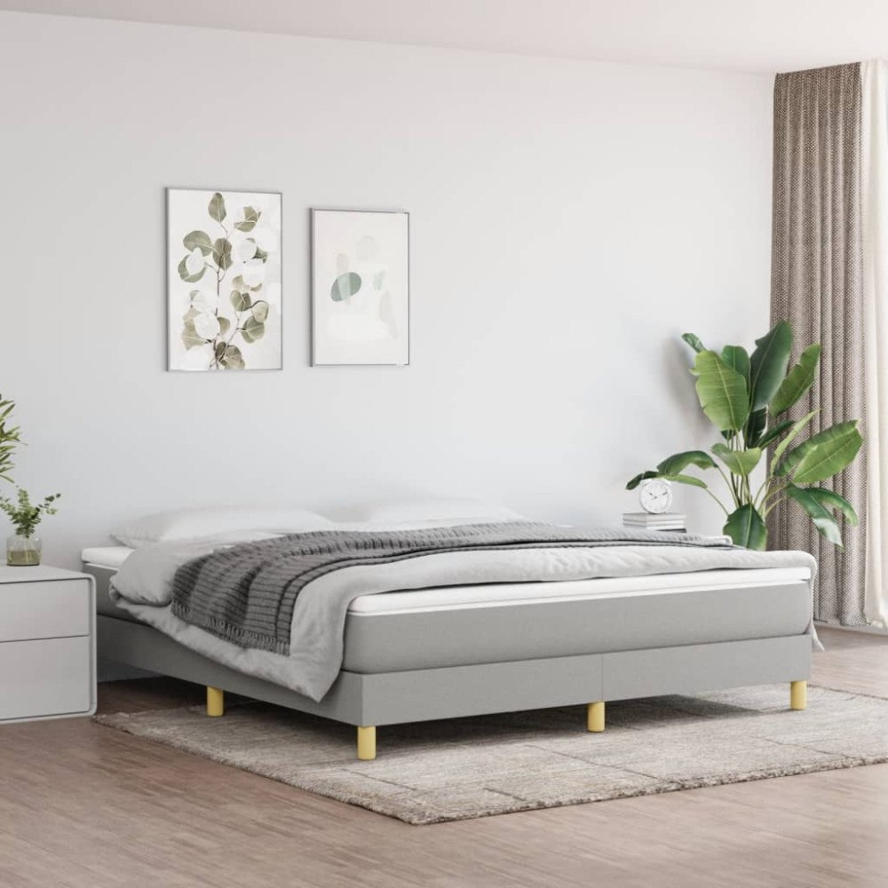 vidaXL Boxspring-sängram ljusgrå 180x200 cm tyg