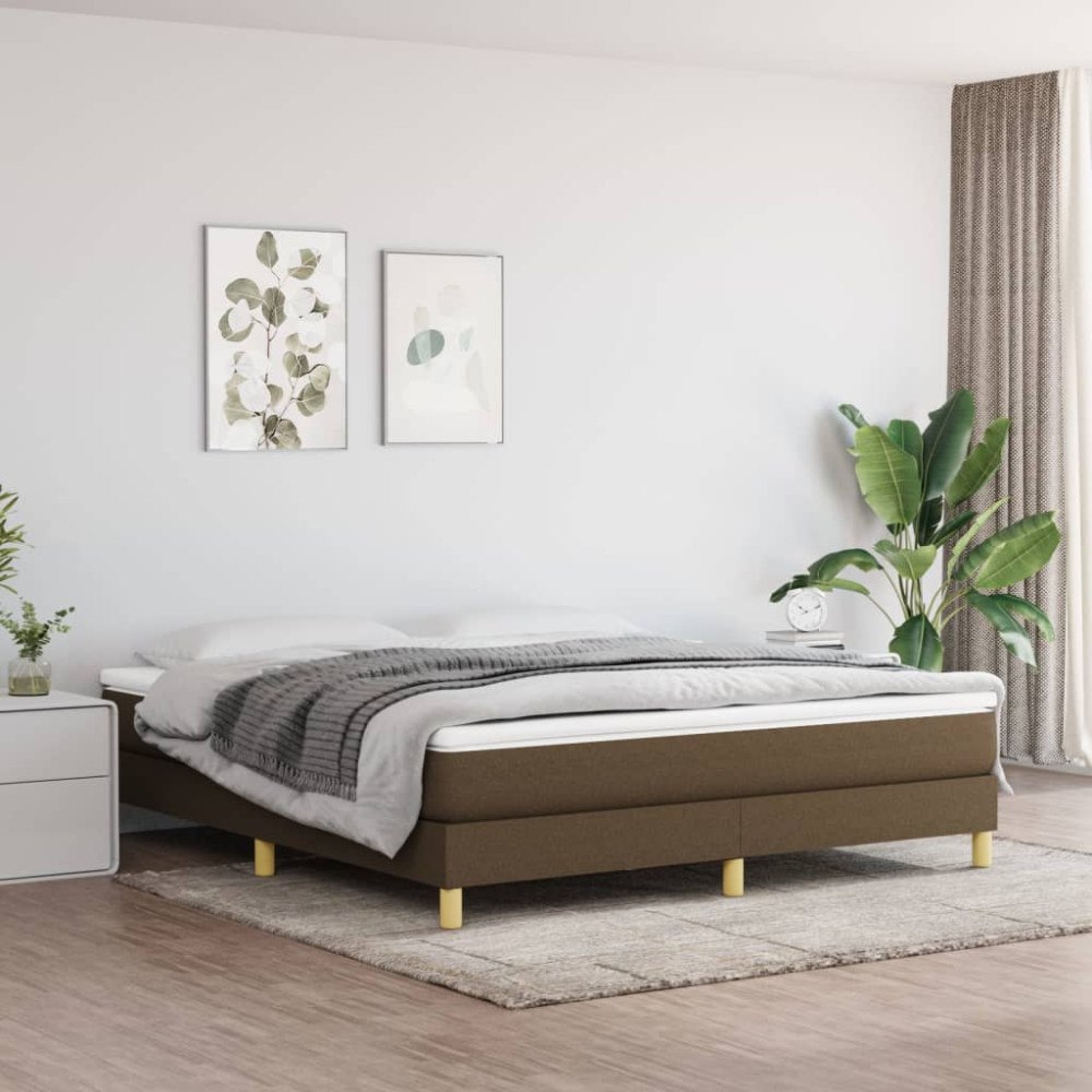 vidaXL Boxspring-sängram mörkbrun 180x200 cm tyg