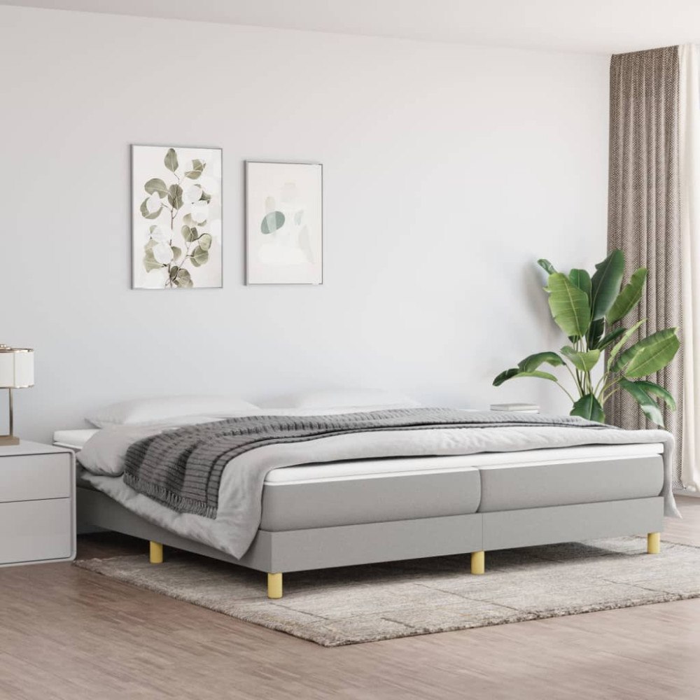 vidaXL Boxspring-sängram ljusgrå 200x200 cm tyg