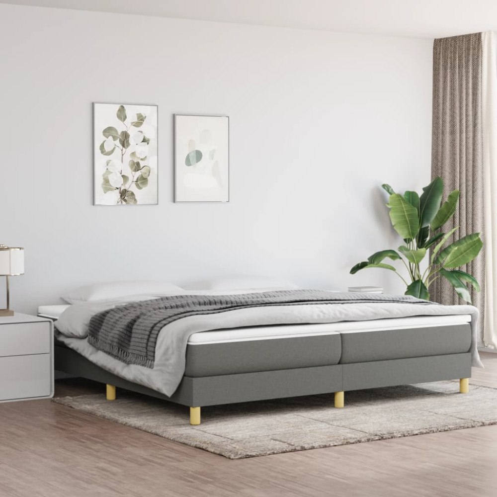 vidaXL Boxspring-sängram mörkgrå 200x200 cm tyg