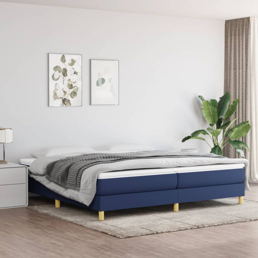 vidaXL Boxspring-sängram blå 200x200 cm tyg