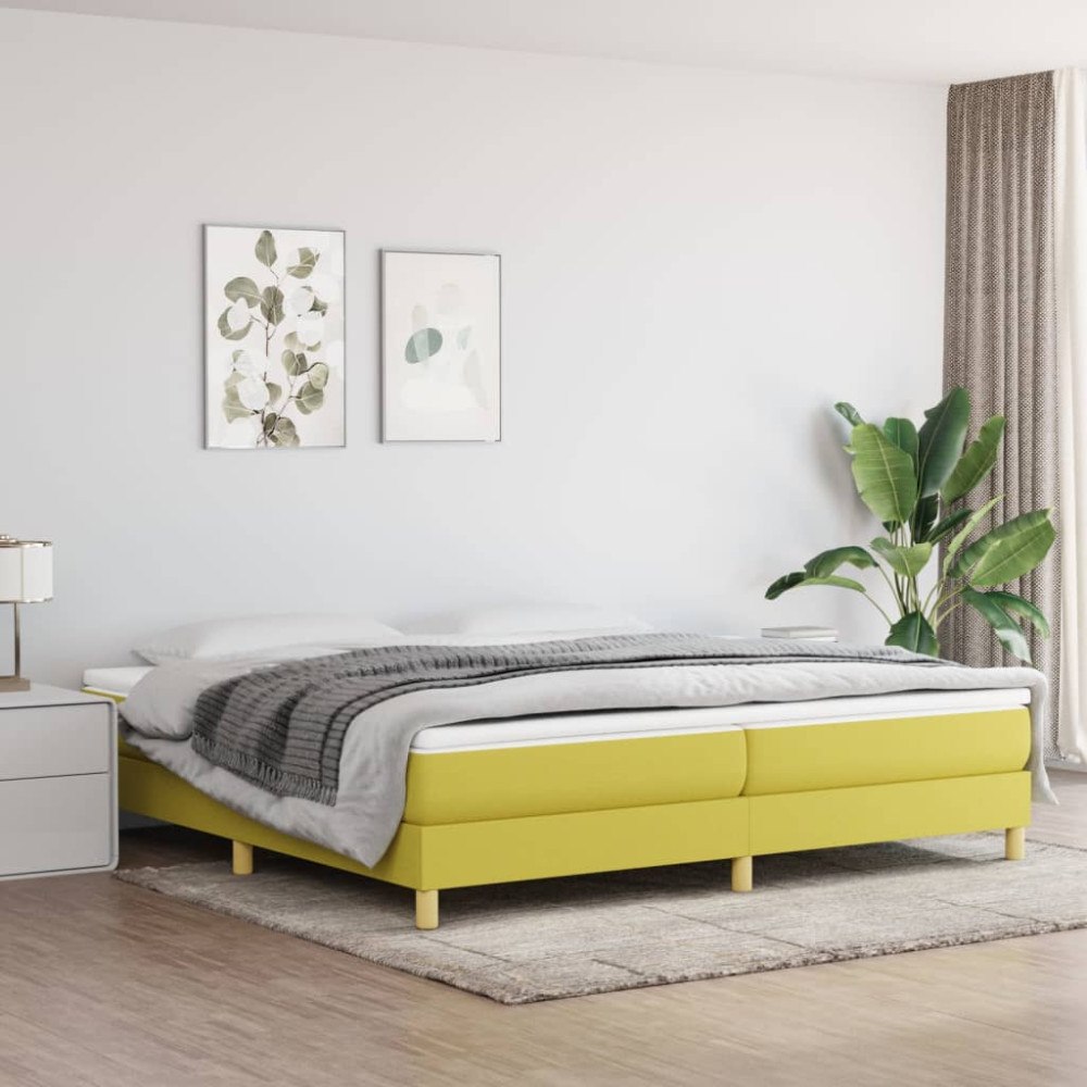 vidaXL Boxspring-sängram grön 200x200 cm tyg