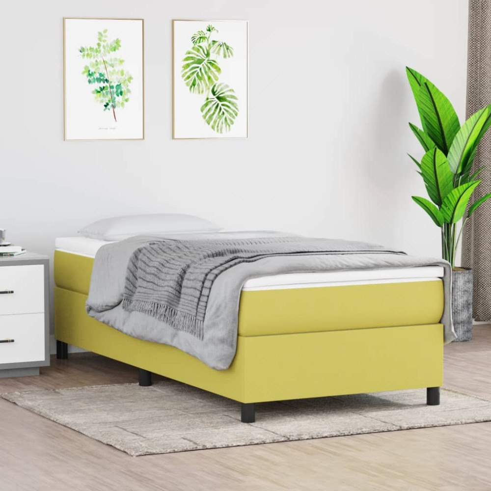 vidaXL Boxspring-sängram grön tyg 90x200 cm