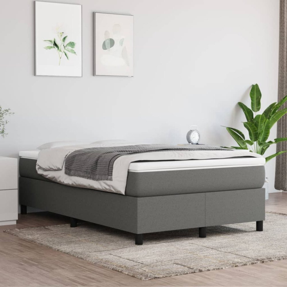 vidaXL Boxspring-sängram mörkgrå 120x200 cm tyg