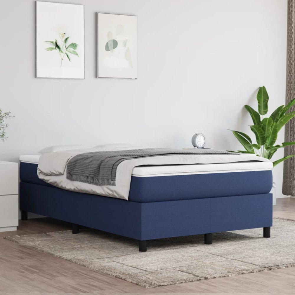 vidaXL Boxspring-sängram blå 120x200 cm tyg