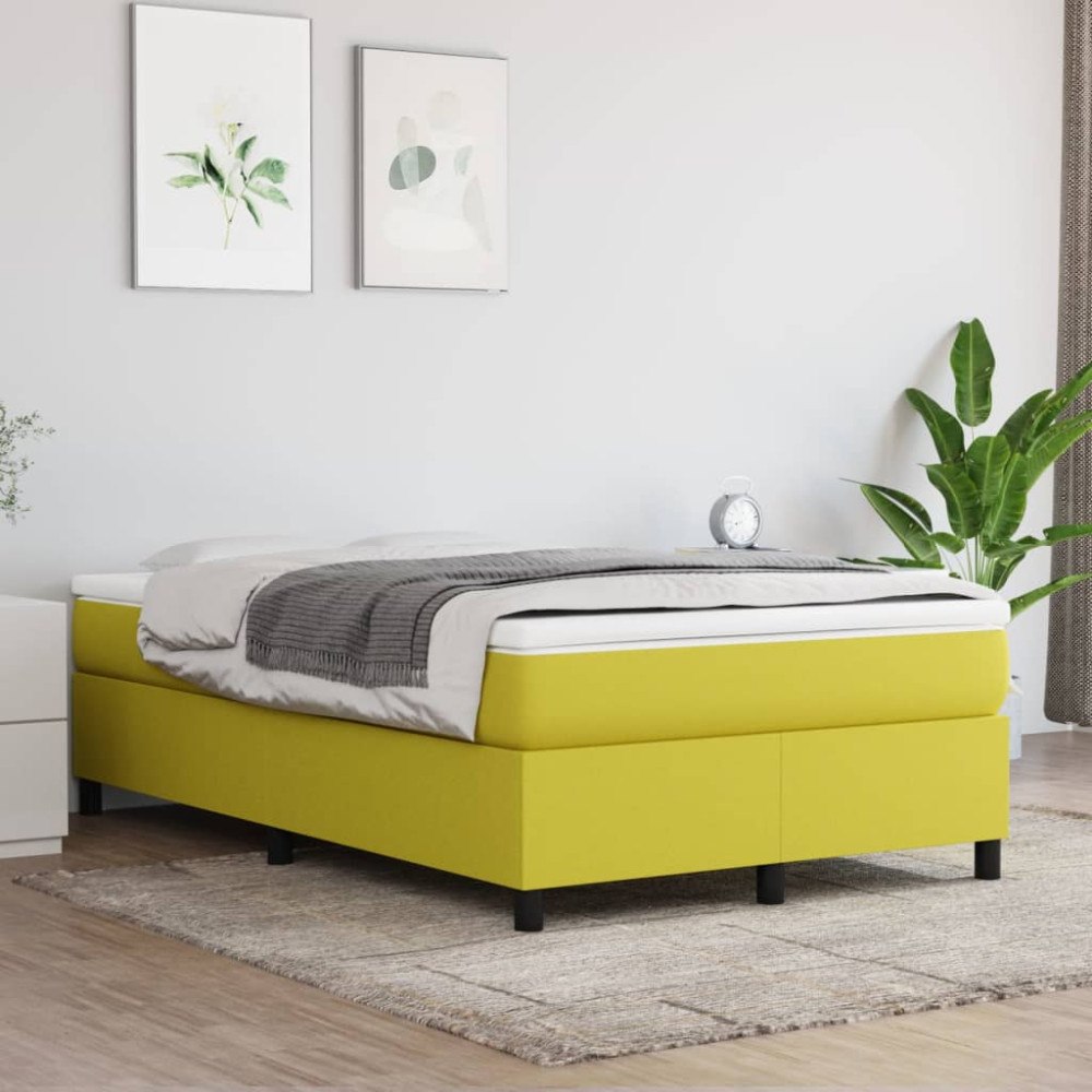 vidaXL Boxspring-sängram grön 120x200 cm tyg