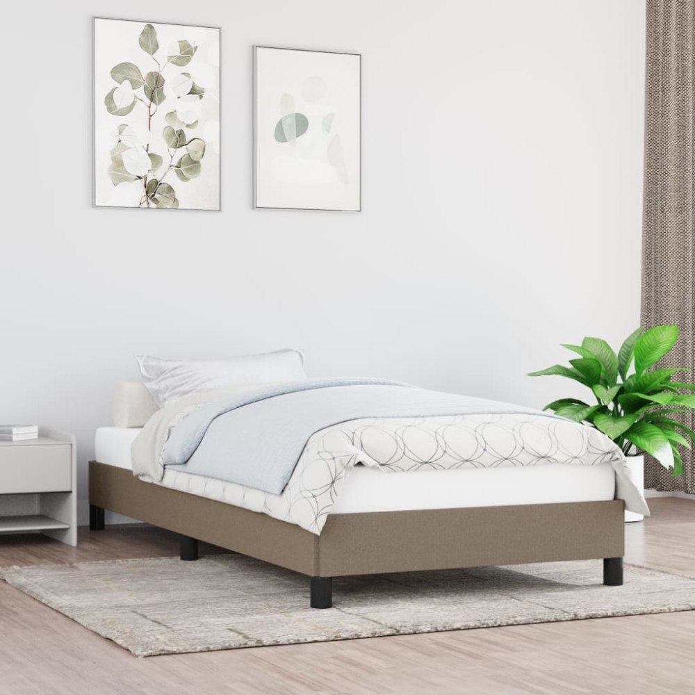 vidaXL Sängram utan madrass Taupe 90x200 cm tyg