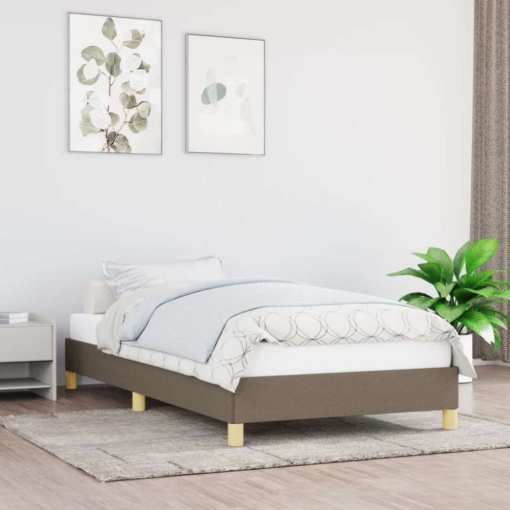vidaXL Sängram utan madrass Taupe 90x200 cm tyg