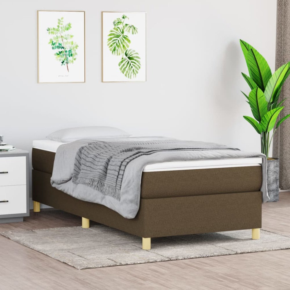 vidaXL Boxspring-sängram mörkbrun 100x200 cm tyg