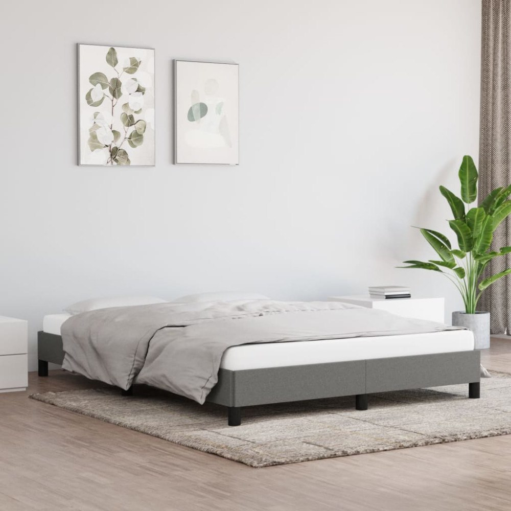 vidaXL Sängram utan madrass mörkgrå 140x190 cm tyg