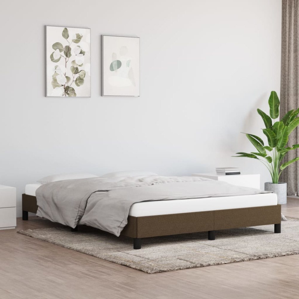 vidaXL Sängram utan madrass mörkbrun 140x200 cm tyg