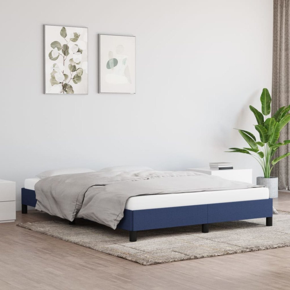 vidaXL Sängram utan madrass blå 140x200 cm tyg