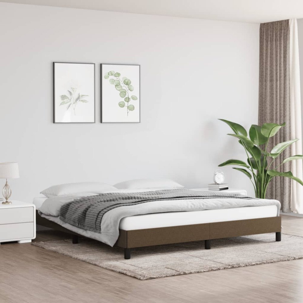 vidaXL Sängram utan madrass mörkbrun 160x200 cm tyg