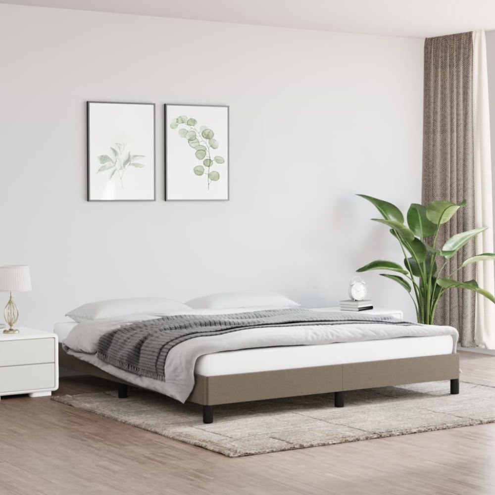 vidaXL Sängram utan madrass taupe 160x200 cm tyg