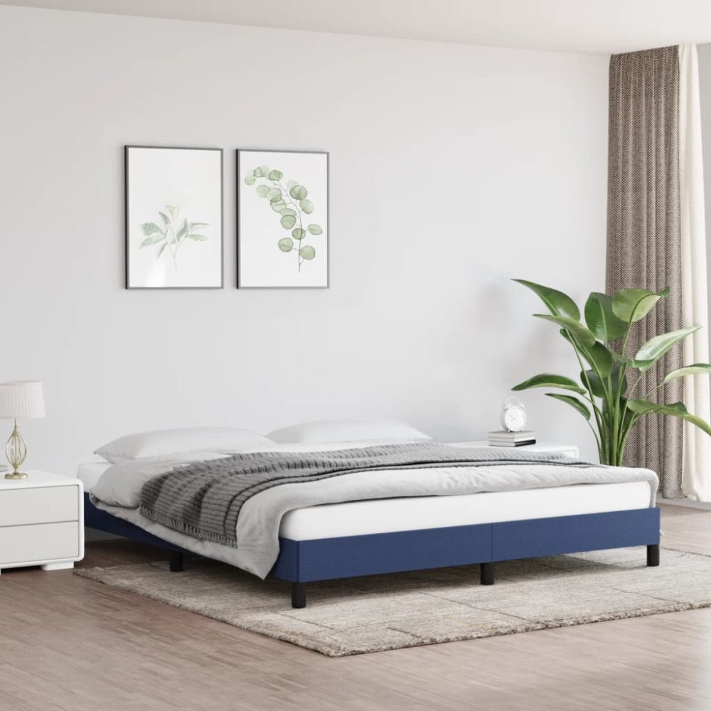 vidaXL Sängram utan madrass blå 160x200 cm tyg