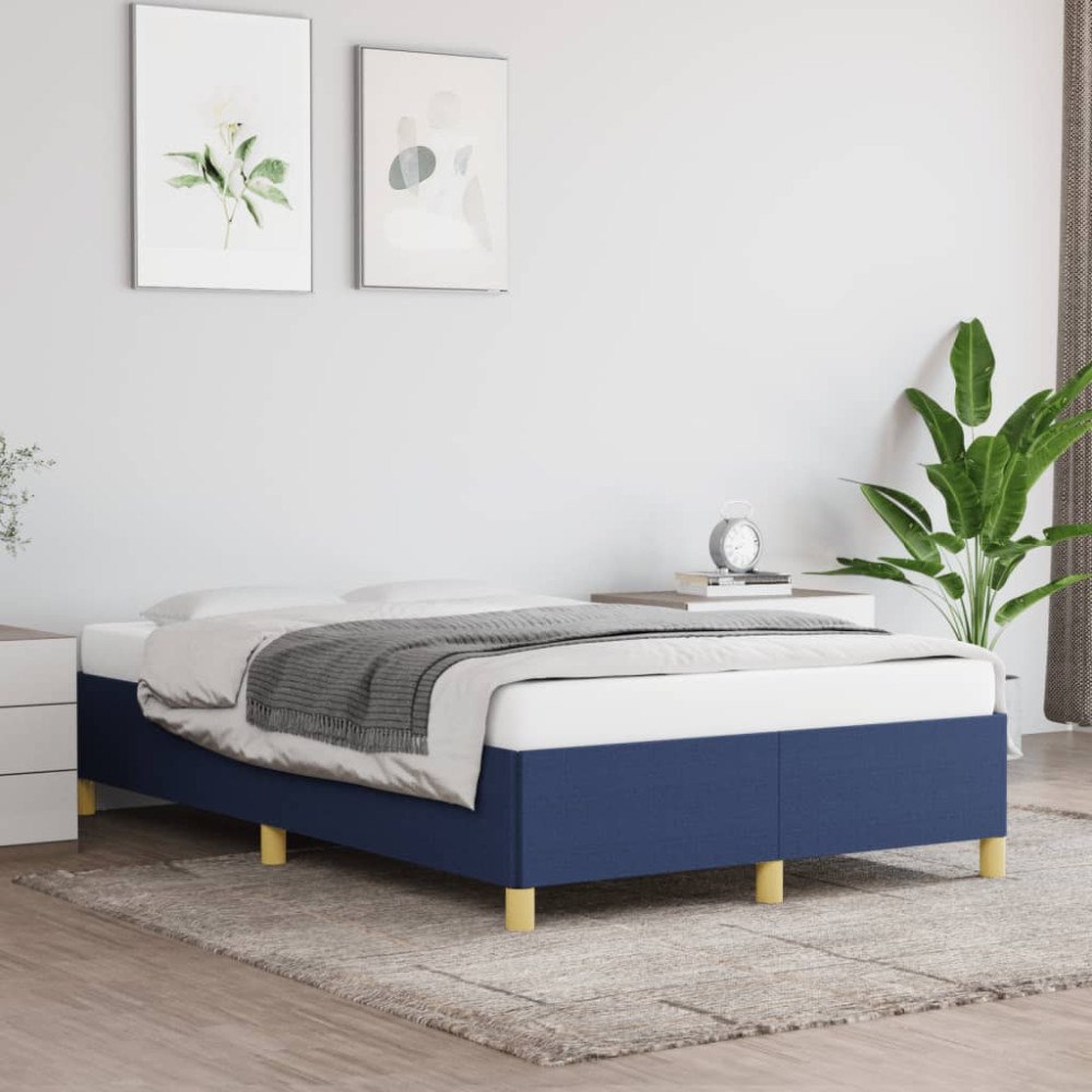 vidaXL Sängram utan madrass blå 120x200cm tyg