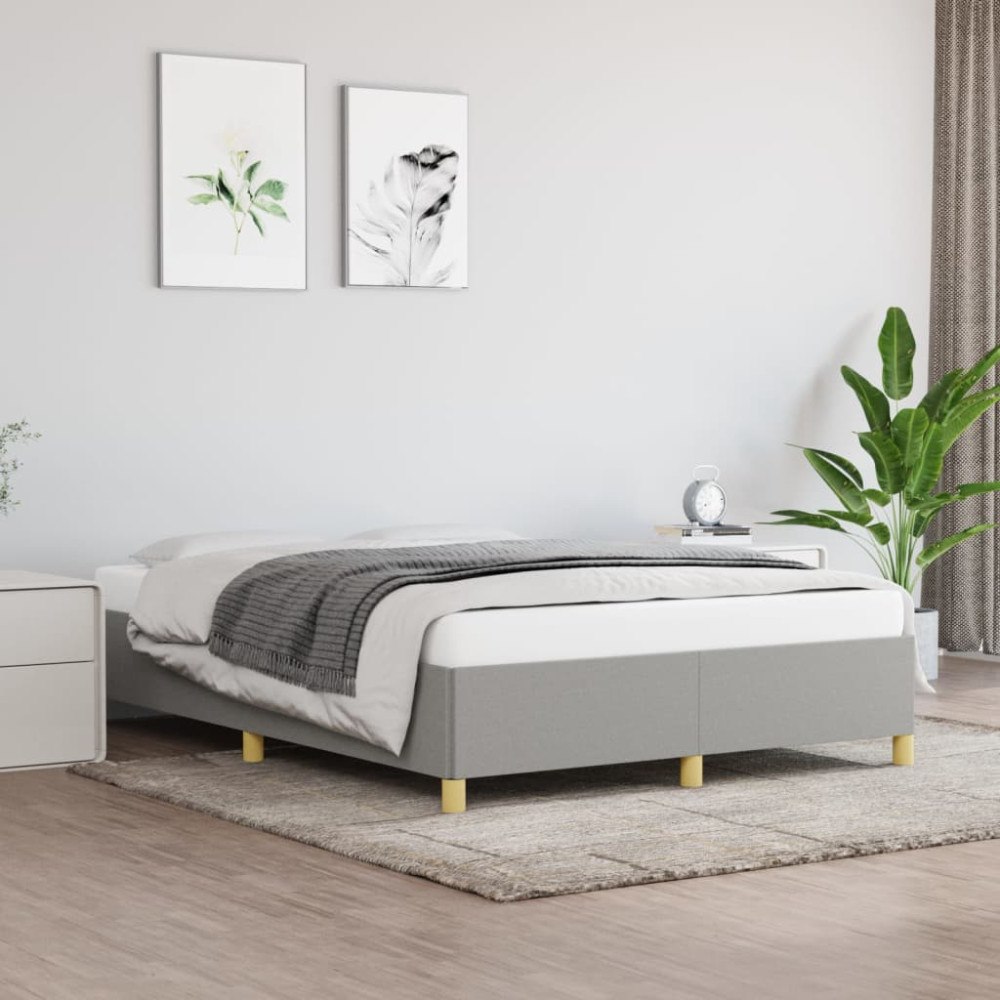 vidaXL Sängram utan madrass ljusgrå 140x190 cm tyg