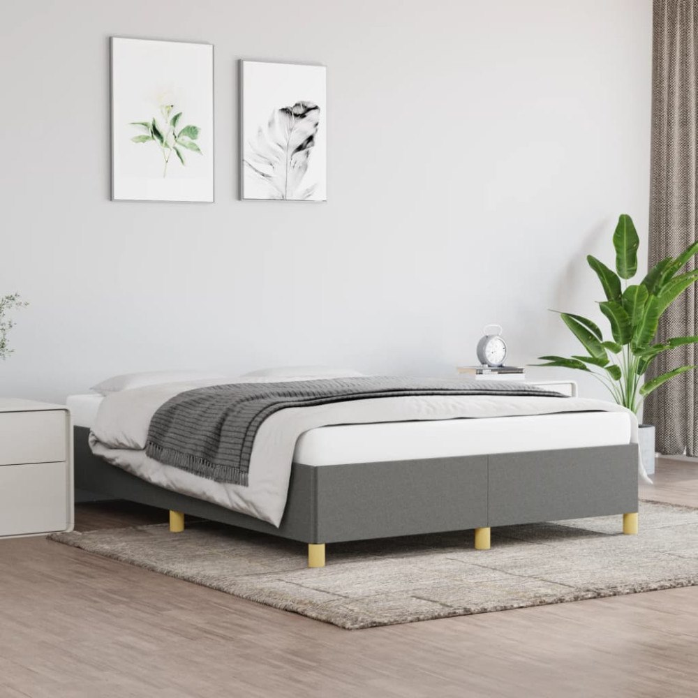 vidaXL Sängram utan madrass mörkgrå 140x190 cm tyg