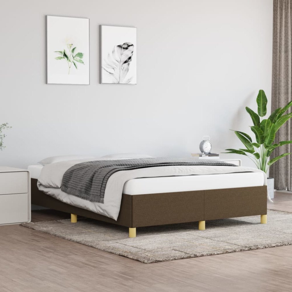 vidaXL Sängram utan madrass mörkbrun 140x190 cm tyg