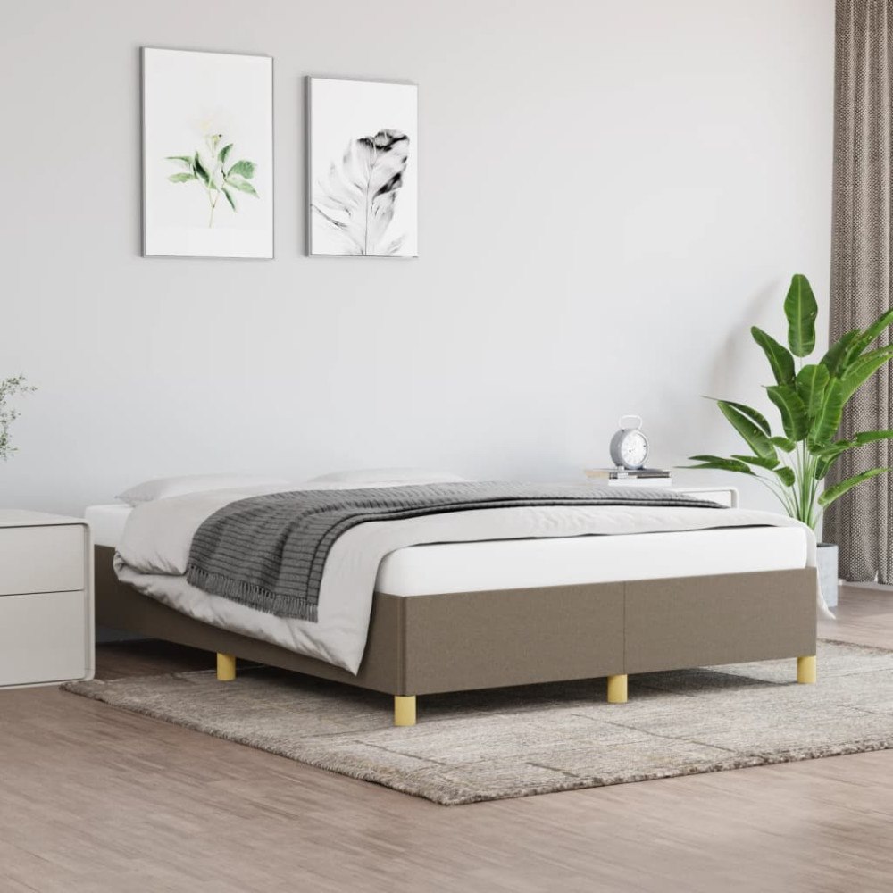 vidaXL Sängram utan madrass taupe 140x190 cm tyg