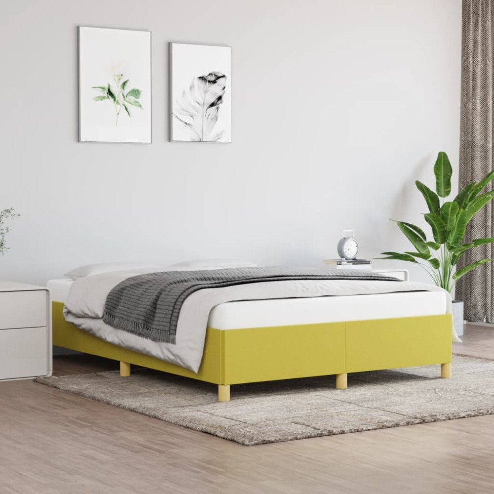 vidaXL Sängram utan madrass grön 140x190 cm tyg