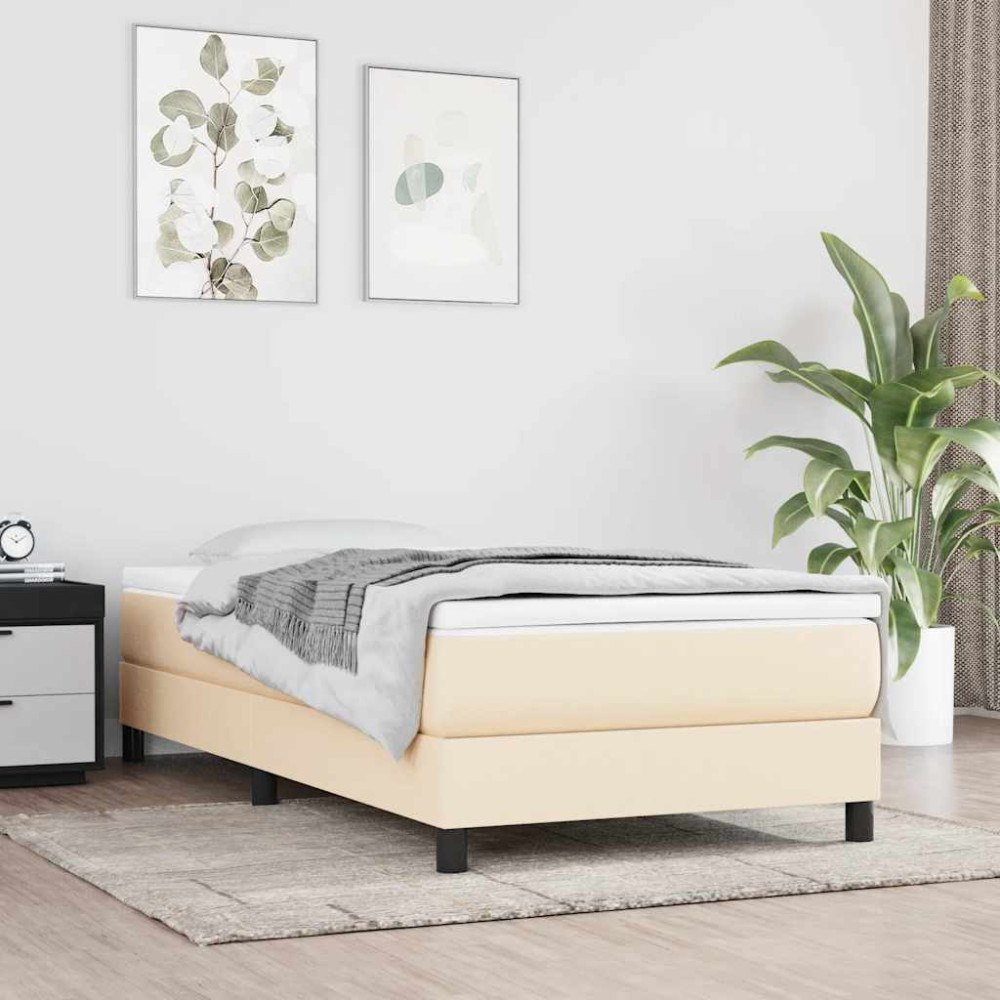 vidaXL Boxspring-sängram cremefärgad 80x200 cm tyg